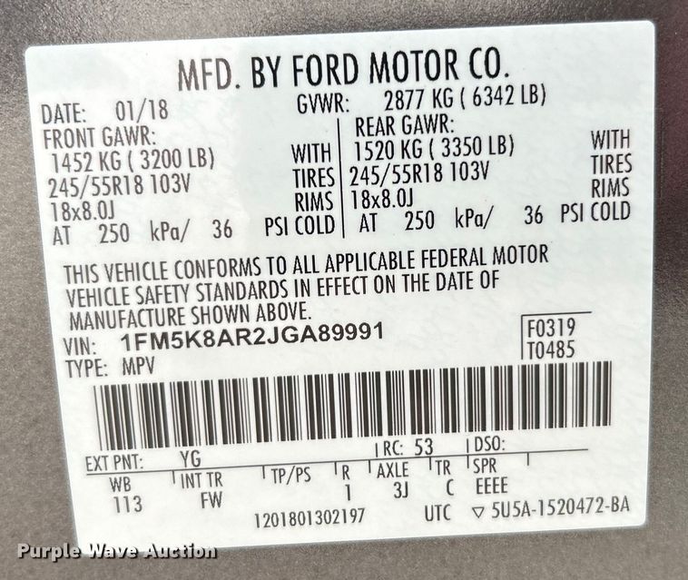 image for item EK4362 2018 Ford  Explorer Police Interceptor SUV