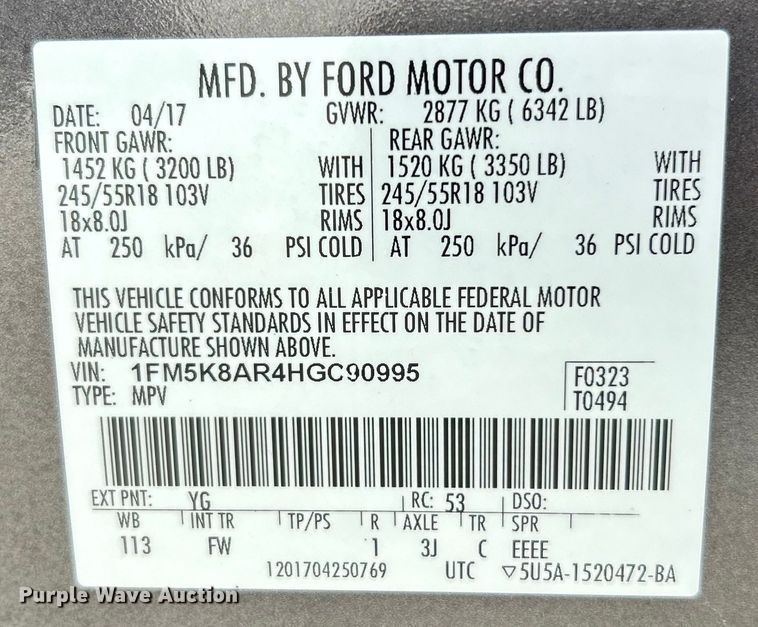 image for item EK4366 2017 Ford Explorer Police Interceptor SUV