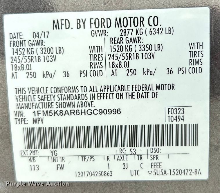 image for item EK4367 2017 Ford Explorer Police Interceptor SUV