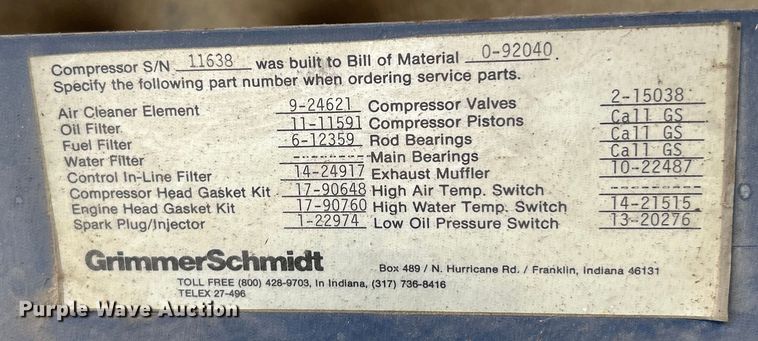 image for item EK4450 Grimmer Schmidt 125 air compressor