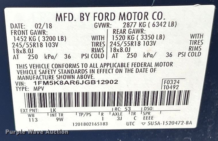 image for item EK4453 2018 Ford Explorer Police Interceptor  SUV