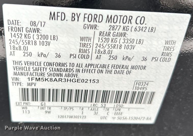 image for item EK4454 2017 Ford Explorer Police Interceptor  SUV