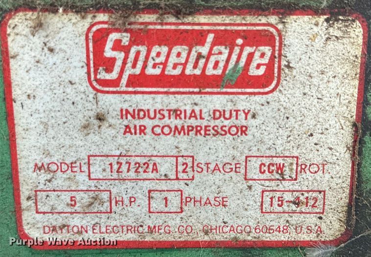 image for item IB9376 Speedaire 1Z722A air compressor