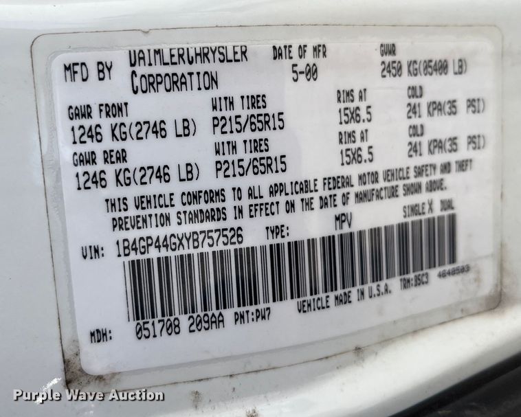 image for item LD9377 2000 Dodge  Grand Caravan SE van