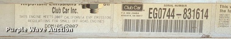 image for item NG9369 2007 Club Car  Carryall 2  golf cart