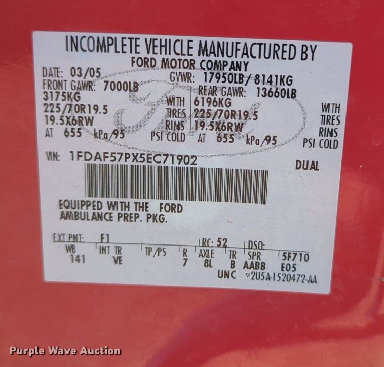 image for item NG9484 2005 Ford  F550 brush fire truck