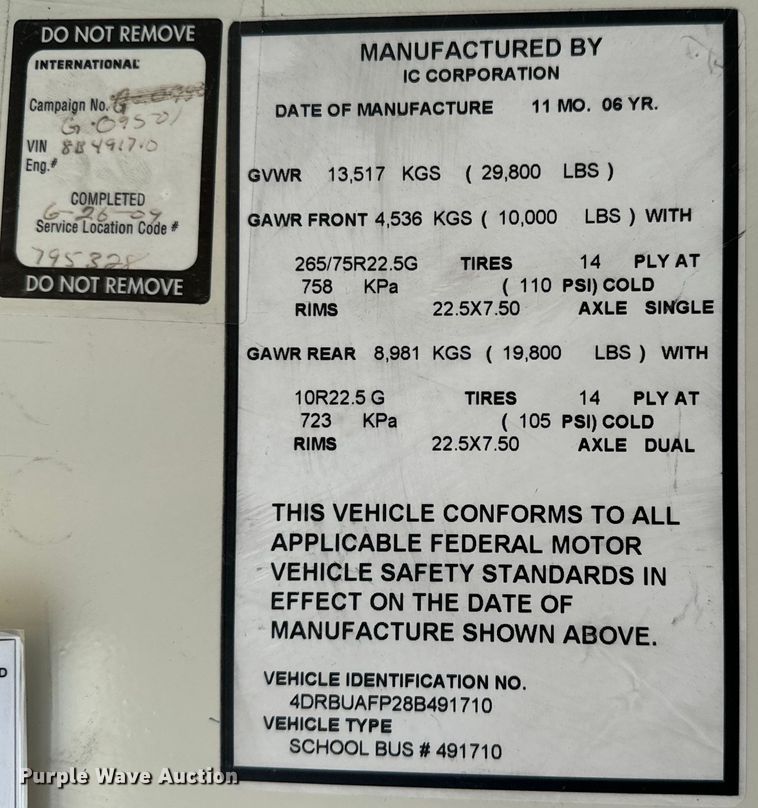 image for item NH9079 2008 International  CE200 school bus