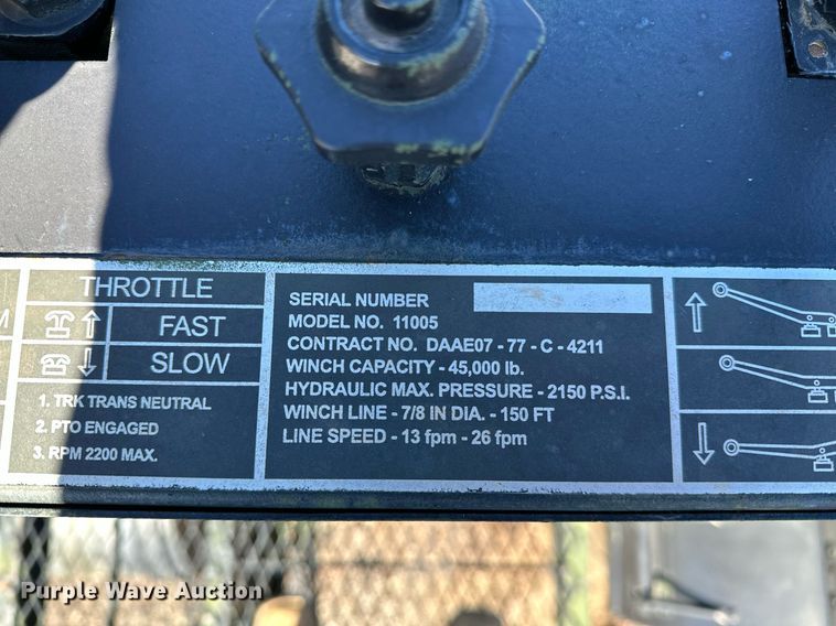 image for item NQ9531 2012 AM General  M916 winch truck