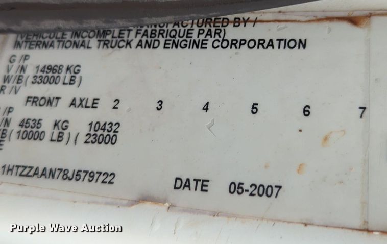 image for item NZ9537 2008 International 7300 dump truck