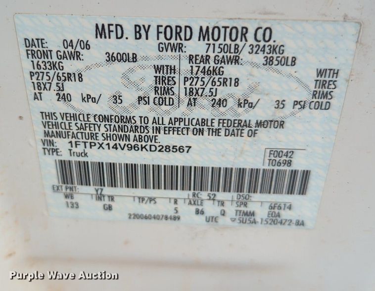 image for item NZ9548 2006 Ford F150 SuperCab pickup truck