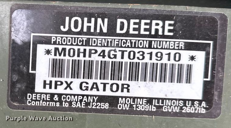 image for item OF9383 2005 John Deere HPX Gator  utility vehicle