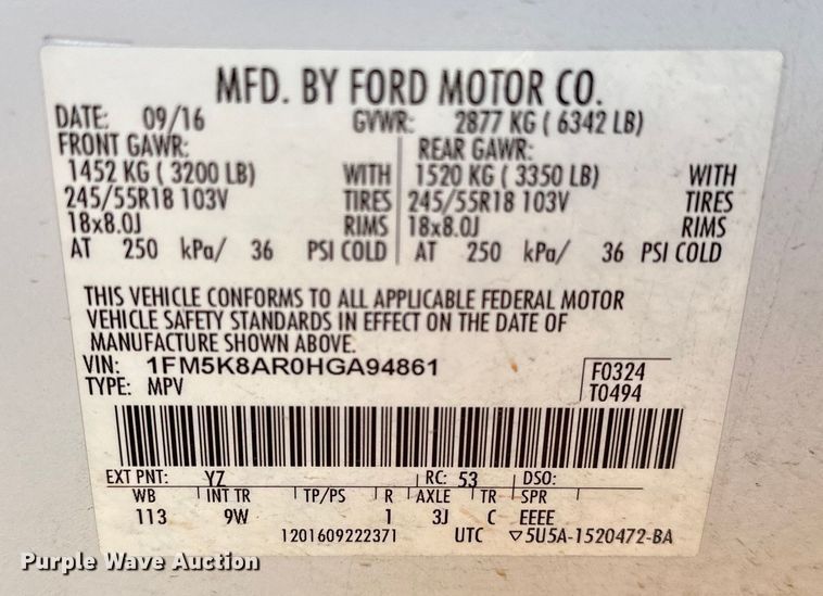 image for item OM9301 2017 Ford Explorer Police Interceptor SUV