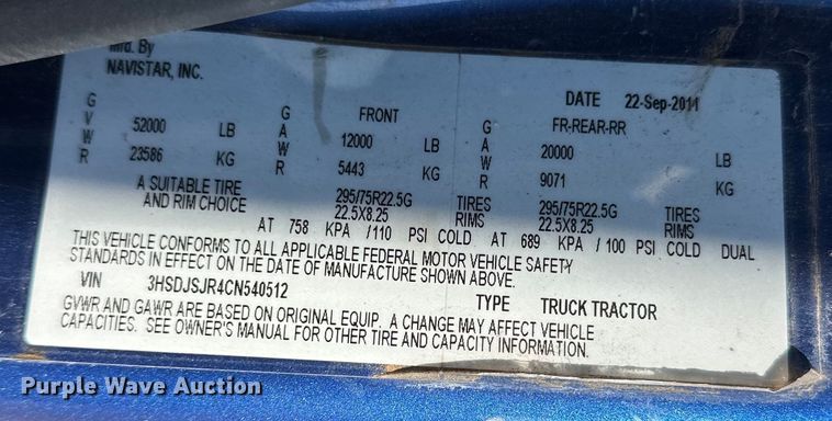 image for item OM9303 2012 International  ProStar Eagle  semi truck