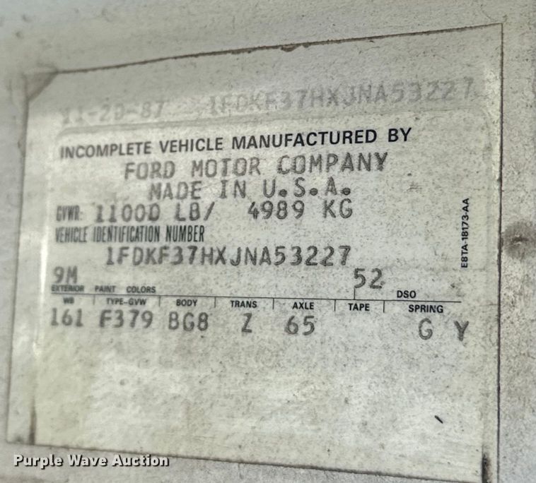 image for item OM9316 1988 Ford F350 sewer jetter truck