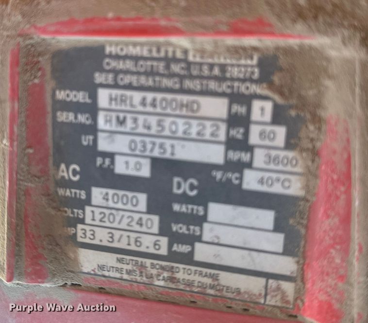 image for item OM9319 Homelite  4400HD generator