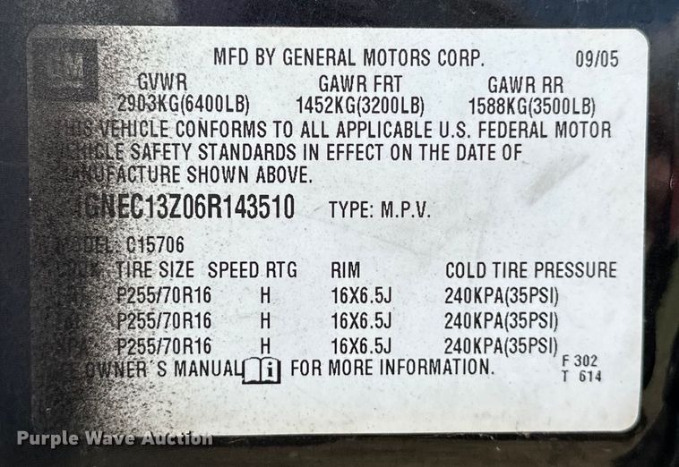 image for item OM9351 2006 Chevrolet  Tahoe SUV
