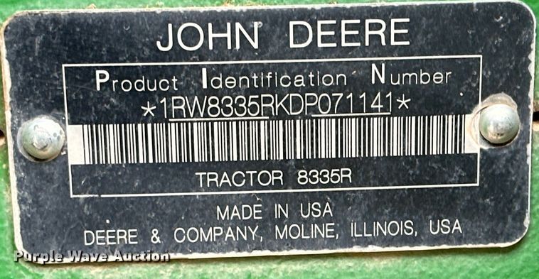image for item DG4329 2013 John Deere 8335R MFWD tractor