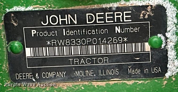 image for item DG4330 2007 John Deere 8330 MFWD tractor