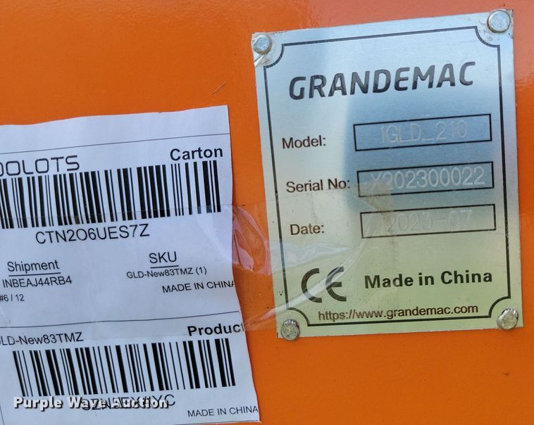 image for item DP1317 2023 Grandemac 1GLD-210 rototiller