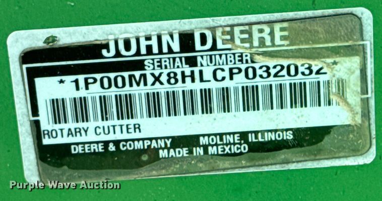 image for item ND9087 John Deere MX8 rotary mower