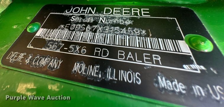 image for item OI9406 2005 John Deere 567 Mega Wide round baler