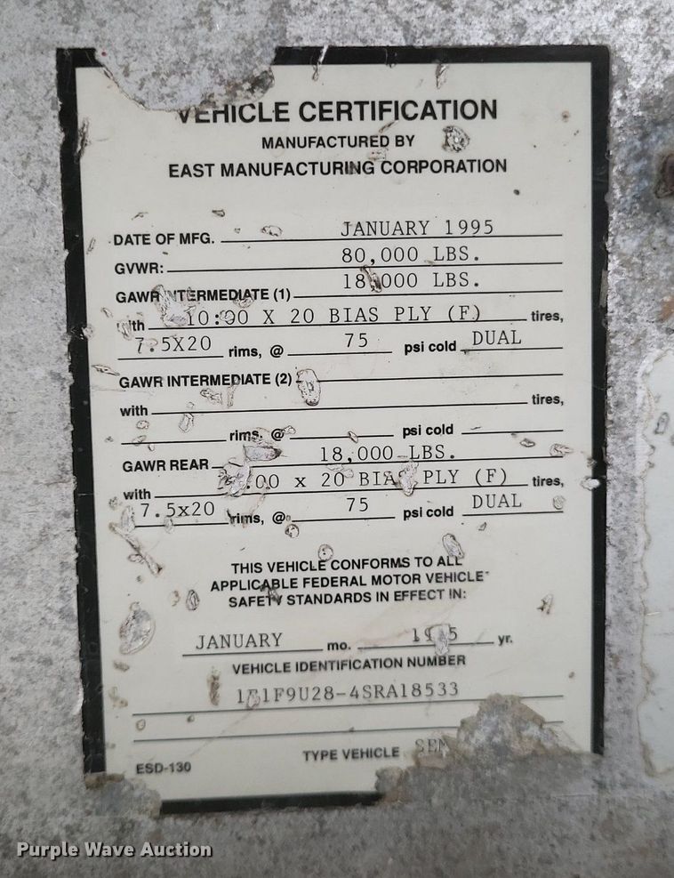 image for item DO4872 1995 East end dump trailer