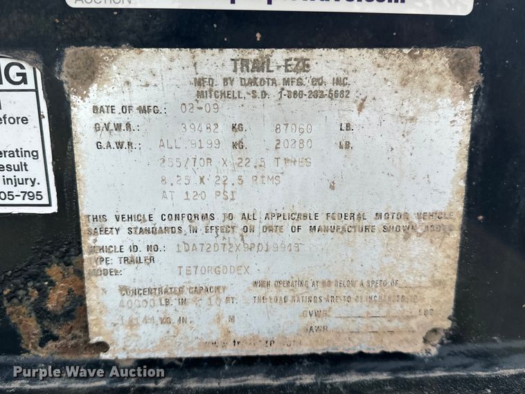 image for item EG1375 2009 Trail-Eze TE70RGDDEX drop deck equipment trailer