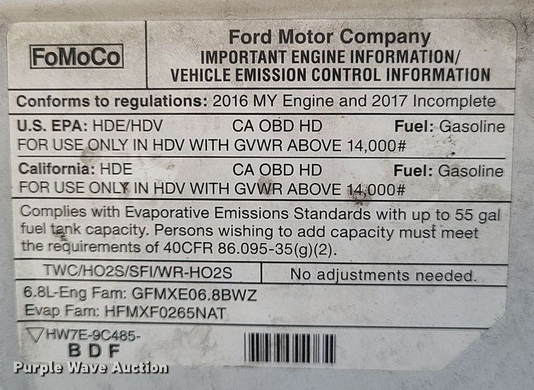 image for item EJ7908 2017 Ford E450 Super Duty  box truck