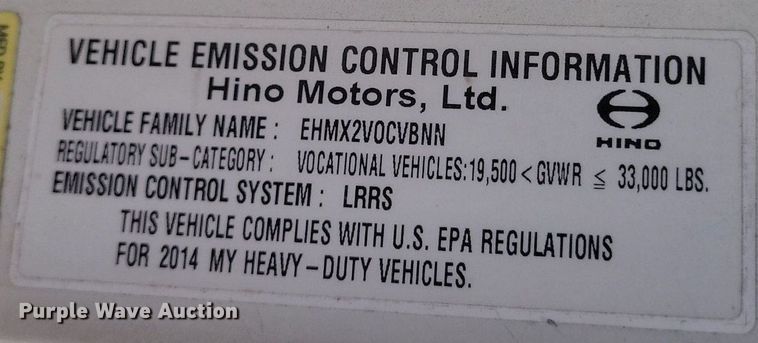 image for item EJ7910 2014 Hino 338 box truck