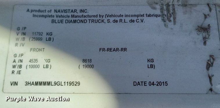 image for item EJ7911 2016 International 4300 box truck