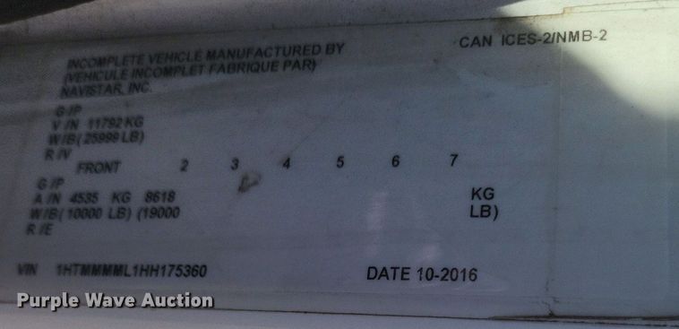 image for item EJ7912 2017 International 4300 box truck