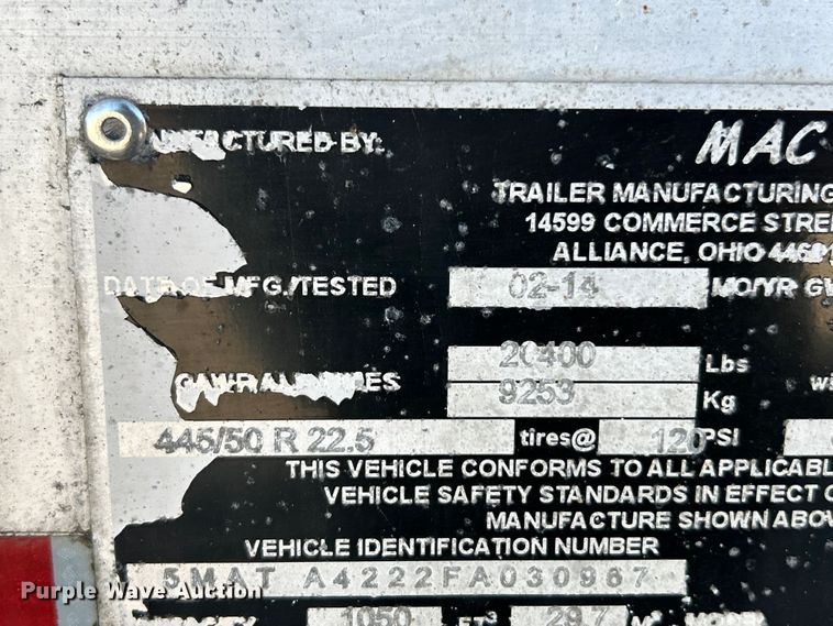 image for item EK4176 2015 Mac tank trailer