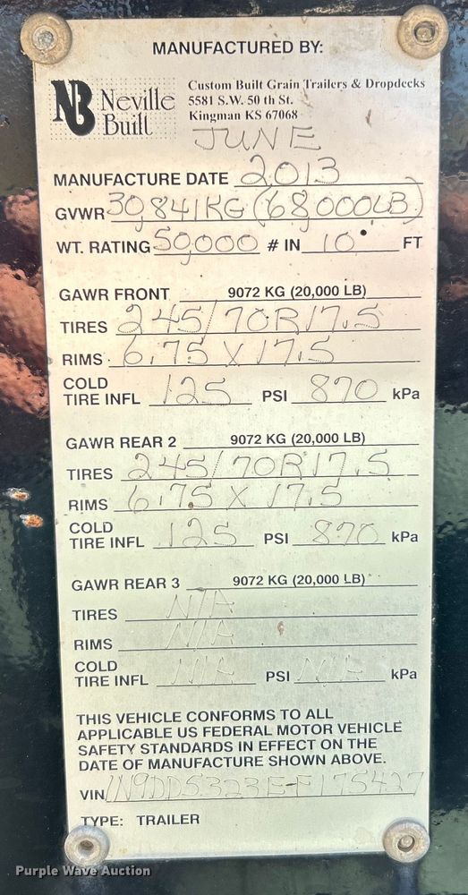 image for item EK4339 2014 Neville Built drop deck equipment trailer