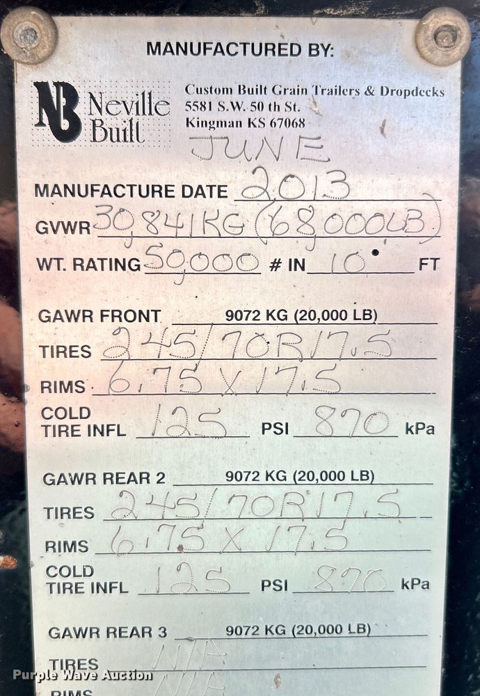 image for item EK4339 2014 Neville Built drop deck equipment trailer