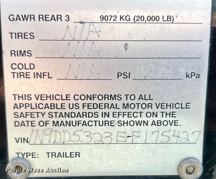 image for item EK4339 2014 Neville Built drop deck equipment trailer