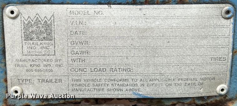 image for item EK4385 2001 Trail King drop deck equipment trailer