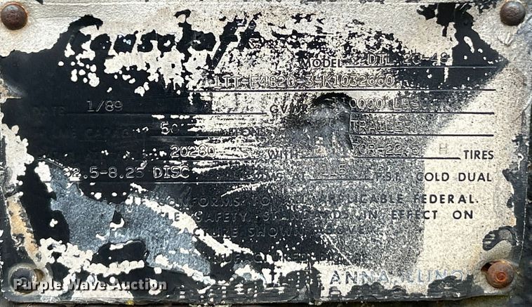 image for item EK4386 1989 Transcraft drop deck equipment trailer