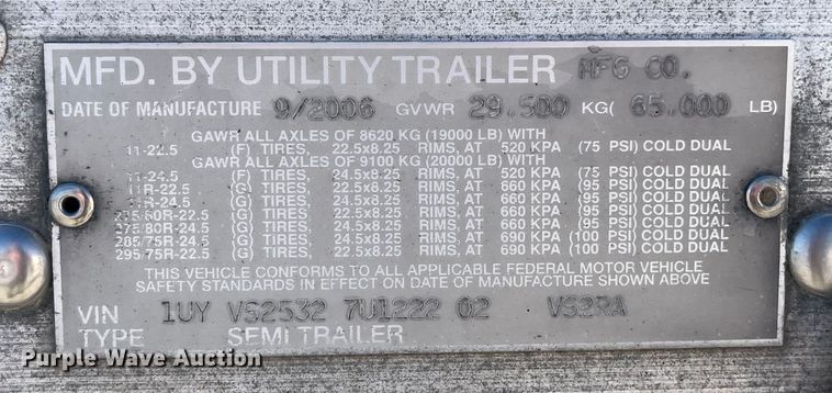 image for item LD9369 2007 Utility refrigerated van trailer