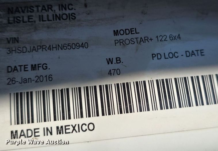 image for item ME9301 2017 International  Prostar semi truck