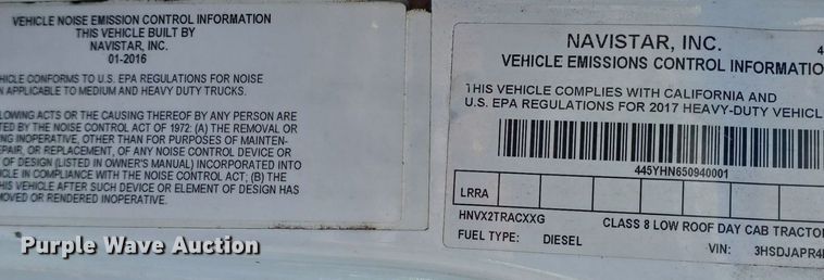 image for item ME9301 2017 International  Prostar semi truck