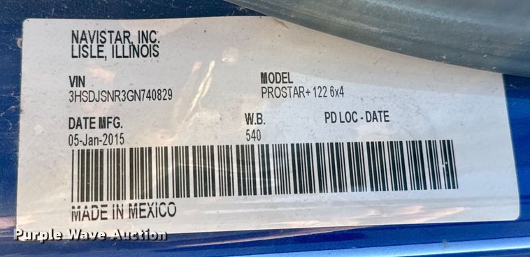 image for item NH9018 2016 International  ProStar Plus 122 semi truck