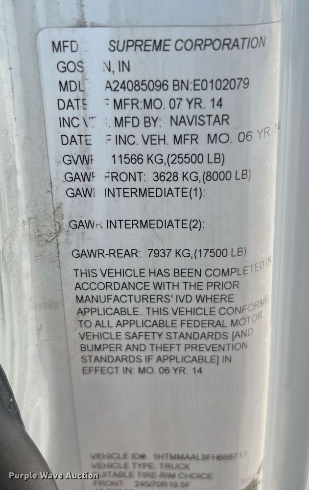 image for item NM9022 2015 International Durastar 4300 box truck