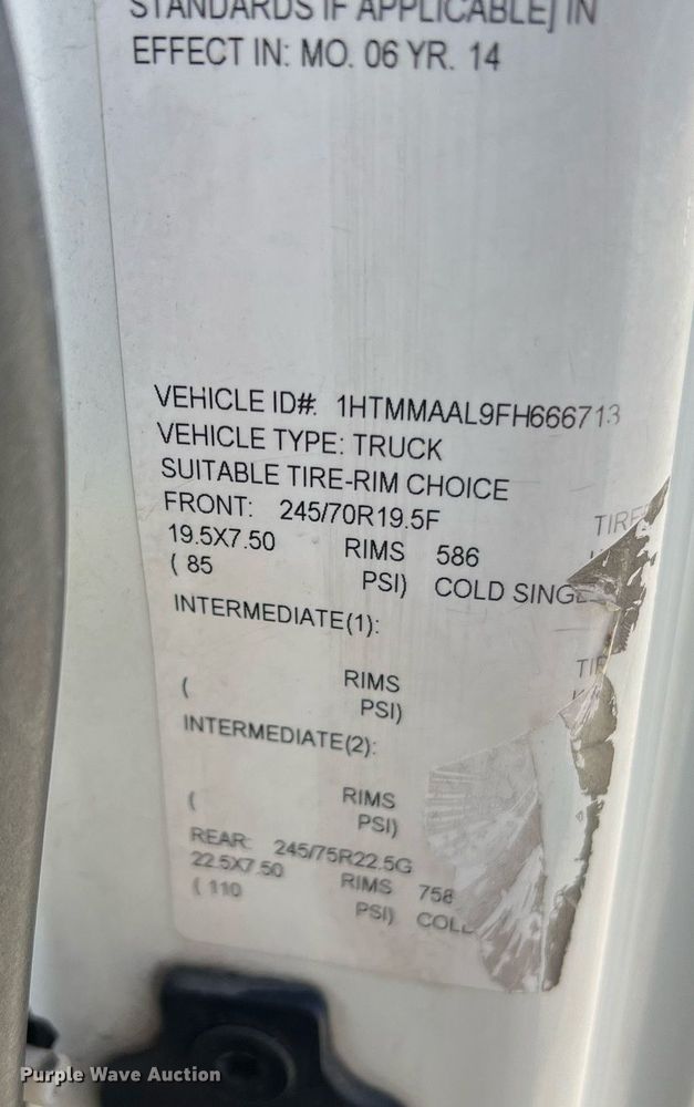 image for item NM9022 2015 International Durastar 4300 box truck