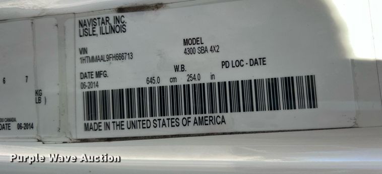 image for item NM9022 2015 International Durastar 4300 box truck