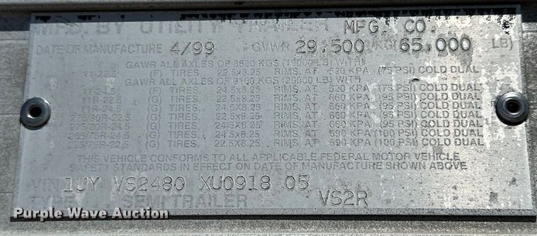 image for item OE9038 1999 Utility refrigerated van trailer