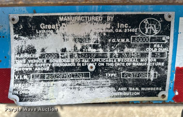 image for item OM9205 2015 Great Dane GP40 side curtain trailer