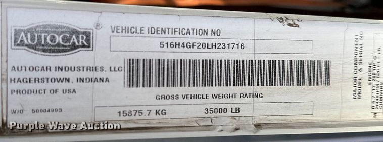 image for item OM9462 2020 Autocar XSpotter  yard truck