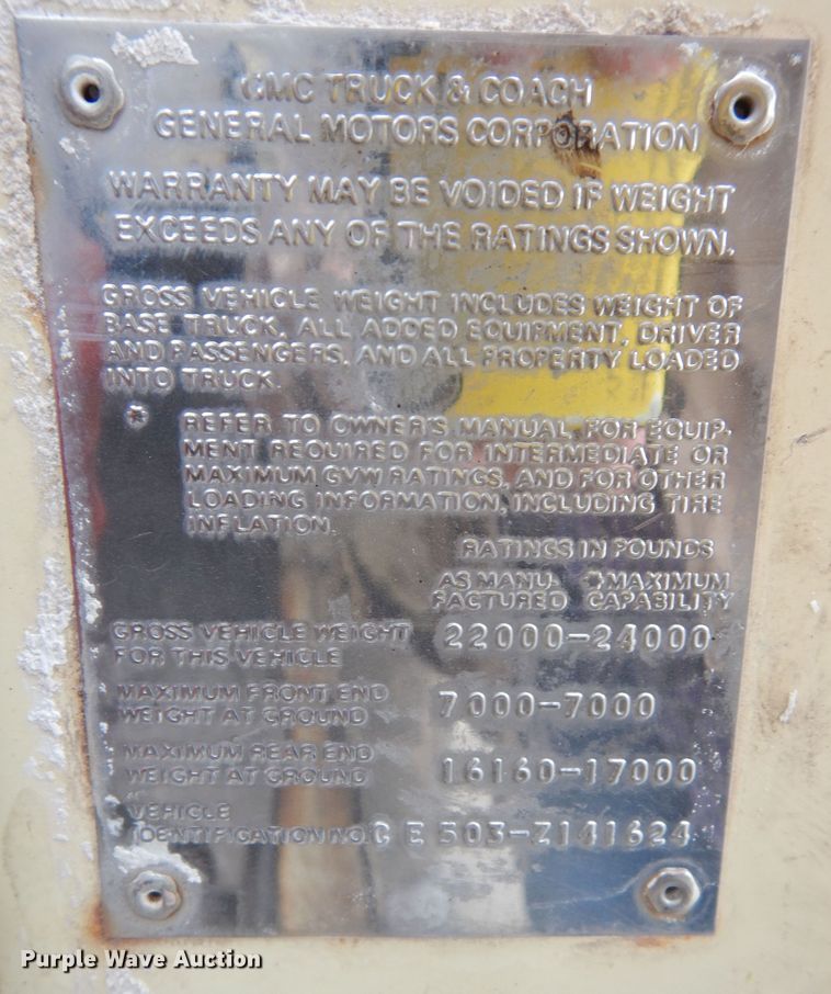 image for item DM1599 1970 GMC 5500 truck cab and chassis