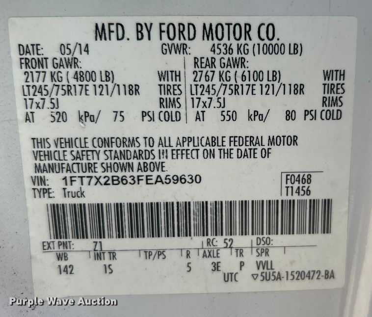 image for item DO1074 2015 Ford  F250 Super Duty SuperCab pickup truck