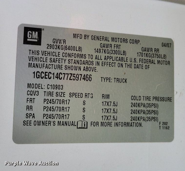 image for item DP1341 2007 Chevrolet  Silverado 1500 pickup truck